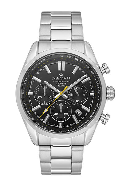 Nacar SAFİR CAM SPOR GÜMÜŞ ERKEK KOL SAATİ NC34-290713-ABM