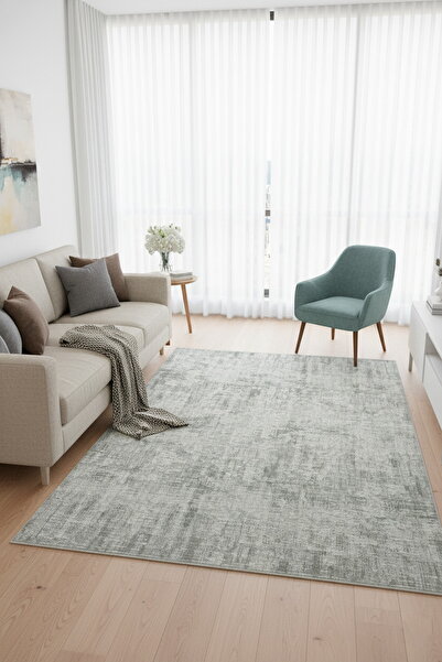 ARTLOOP Dorian Eskitme Desenli Dokuma Taban Dekoratif Yeşil Halı AL 204