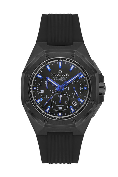 Nacar SAFİR CAM SPOR SİYAH ERKEK KOL SAATİ NC08-29430495-BBS1