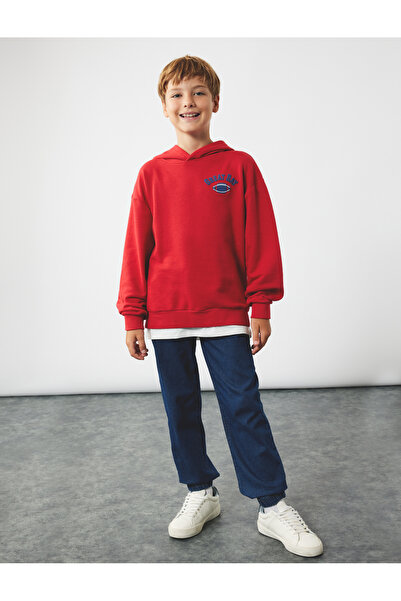 Koton Pamuklu Uzun Kollu Baskılı Kapşonlu Sweatshirt