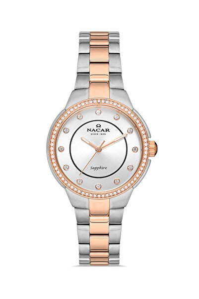 Nacar SAFİR CAM GÜMÜŞ - ROSE KADIN KOL SAATİ NC34-39B527-ESMS
