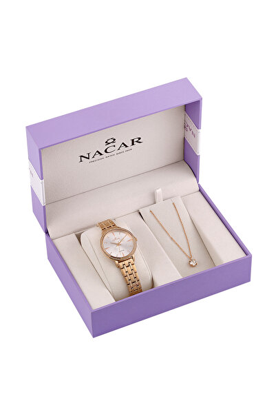 Nacar SAFİR CAM ROSE GOLD KADIN KOL SAATİ NC34-39B624-RSMS-SET