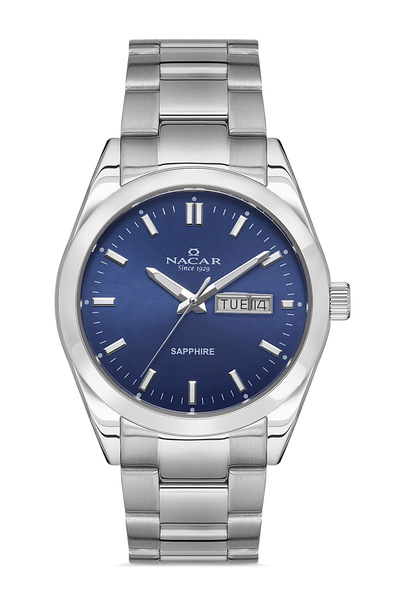 Nacar SAFİR CAM KLASİK GÜMÜŞ ERKEK KOL SAATİ NC31-299227-ALM