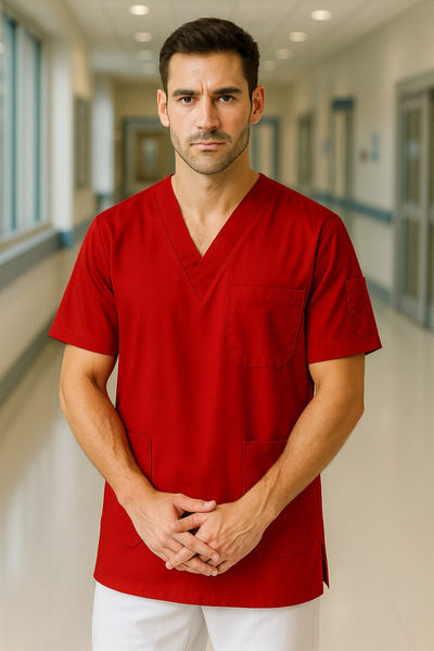 mirach Men's 4-Pocket Nurse and Doctor Scrubs Single Top Uniform Hospital Surgical Gown Comfortable Medical Clothing