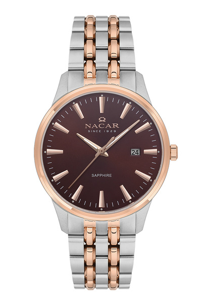 Nacar SAFİR CAM KLASİK GÜMÜŞ - ROSE ERKEK KOL SAATİ NC08-29430615-EKM