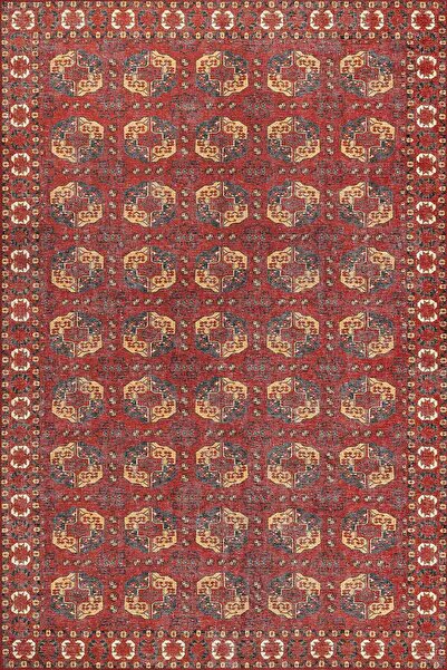 ARTLOOP Relic Kırmızı Vintage Dokulu Klasik Desenli Dokuma Tabanlı Şönil Halı AL 475