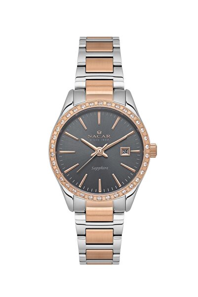 Nacar SAFİR CAM GÜMÜŞ - ROSE KADIN KOL SAATİ NC33-398305-EGMS