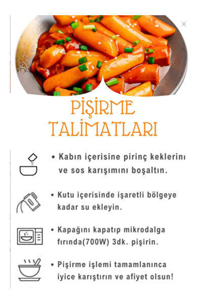 SANSKORE Hipokki Rose Soslu Kore Tteokbokki Pirinç Keki 120gr 5'li Set