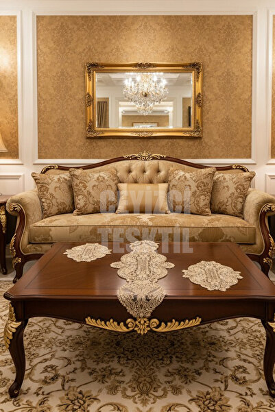 Çt Çeyizci Tekstil Living Room Set, Bedroom 3 Piece Coffee Table Cloth, Table Cloth 3 Piece Room Set