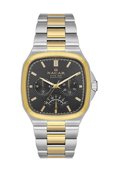Nacar SAFİR CAM GÜMÜŞ - ALTIN ERKEK KOL SAATİ NC39-291339-CGM