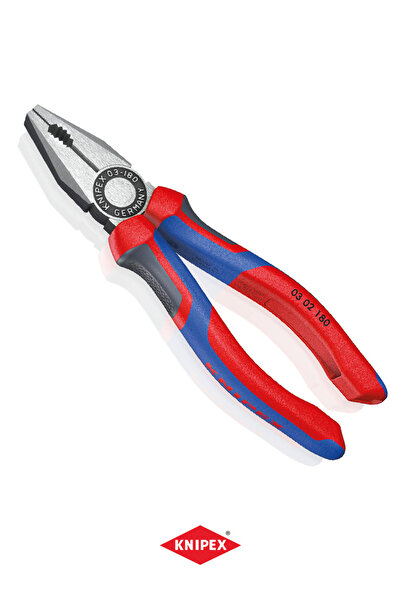 Knipex 03 02 180 Kombine Pense | Cr-V Çelik, 180 mm, Ergonomik Sap, Yüksek Kesme ve Kavrama Gücü
