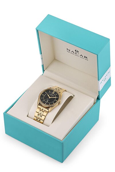 Nacar ساعة يد نسائية من الزجاج الذهبي الياقوت NC34-39B677-DBMS