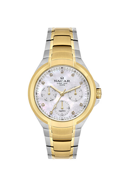 Nacar SAFİR CAM SPOR GÜMÜŞ - ALTIN KADIN KOL SAATİ NC28-392322-CSM