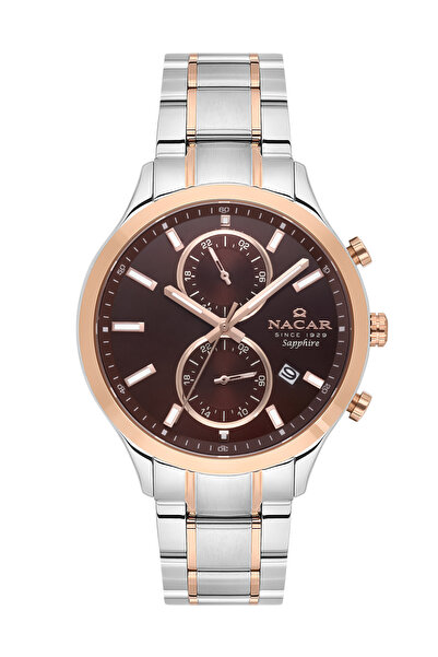 Nacar SAFİR CAM SPOR GÜMÜŞ - ROSE ERKEK KOL SAATİ NC33-298316G-EKM