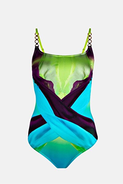 AYYILDIZ 4304 Blue Green Patterned Swimsuit