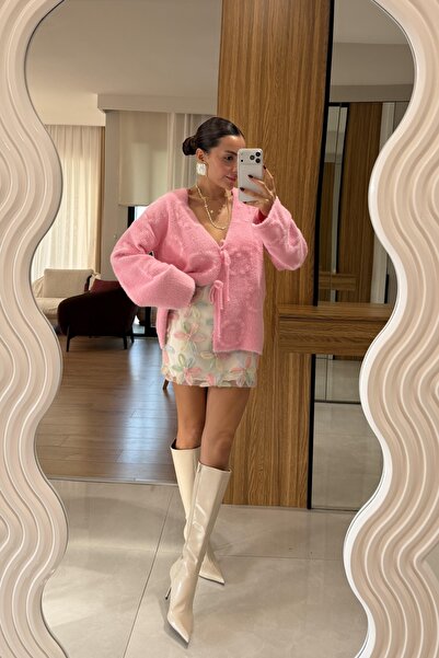 Le Savu SHILSEE KADIN BAĞLAMALI YUMOŞ PEMBE TRİKO HIRKA