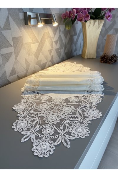 Valora Concept French Lace Pearl Model Linen Long Runner