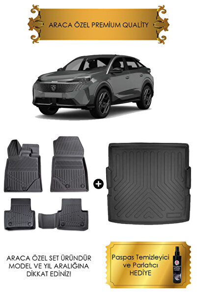 Sare Tuning Peugeot 3008 Hybrid 2024-2025 Araca Özel 4D Havuzlu Paspas ve Bagaj Havuzu Set (HEDİYELİ)