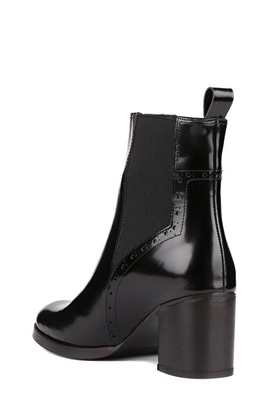 stato - Siyah Hakiki Açma Deri Topuklu Kadın Bot 25-5619