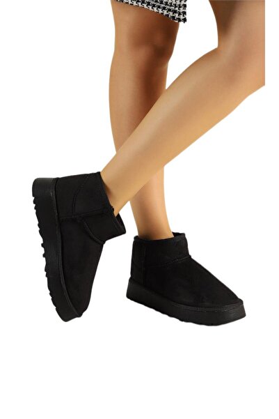 Liger Klasik Ultra Mini Kalın Taban Kadın Bot SİYAH