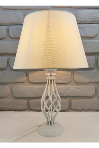 365GUNSERİSONU مصباح طاولة ذو ساق معدنية من الحجر الملتوي باللون الأبيض مكون ...