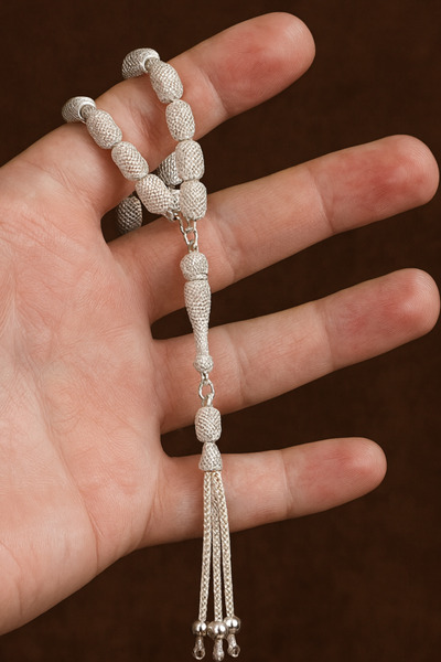 OSMANLI GÜMÜŞ Erkek Gümüş Tespih - 925 Ayar Parlak Model Delikli Kapsül Kesim...