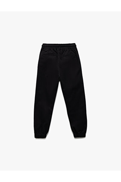 Koton Beli Bağcıklı Cep Detaylı Pamuklu Gabardin Jogger Okul Pantolonu