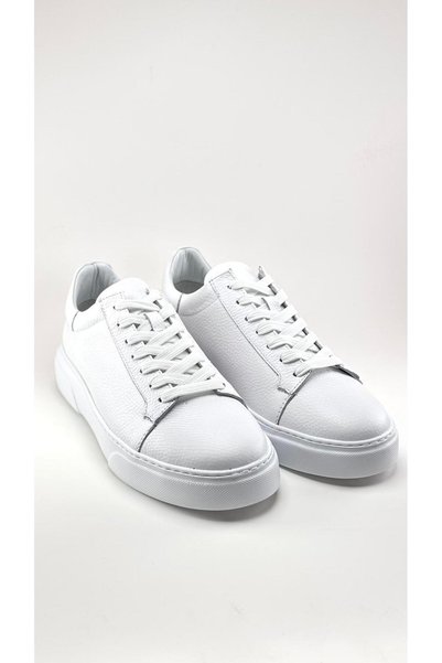 FOOTCAP Premium Quality, Genuine Leather Men's Sneaker, Casual Comfortable Shoes - Ultra Comfort Sole - White