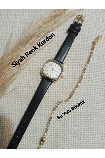 Essole Vintage Style Retro Model Black Color Band Minimal Women Wristwatch