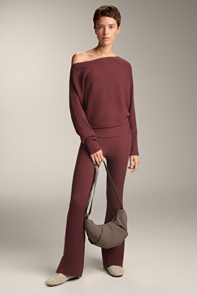 Oysho Fitilli örgü ispanyol paça pantolon