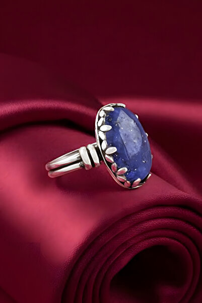 Takıdepo Çift Kol Model Lapis Lazuli Taşlı El Işi Gümüş Yüzük