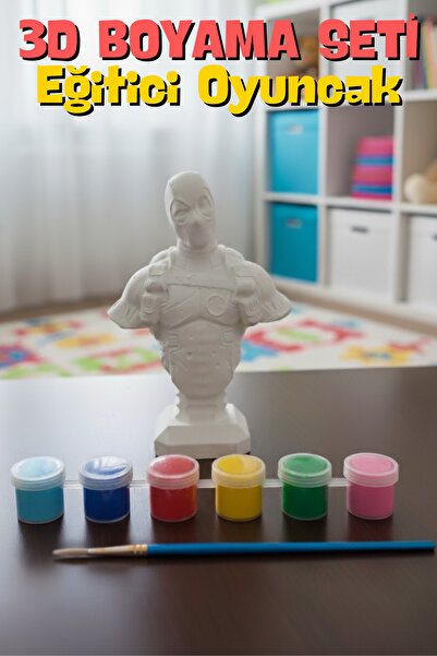 Craft3D Atölye Deadpool (11 Cm Boyunda) Beton/taş/figür/büst Boyama Seti-çocu...