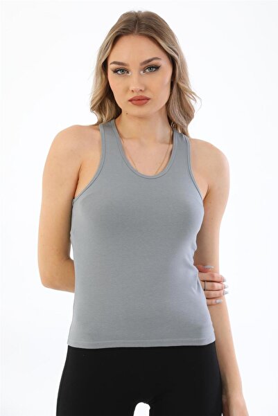 penyebizden Women's Cotton Lycra Sports Tank Top-Grey