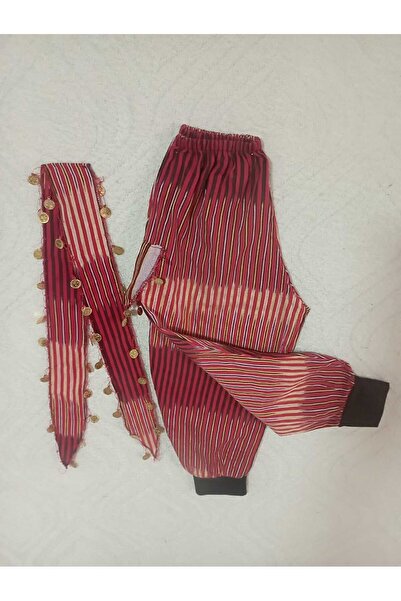 LBL La Bella Collection KIZ ÇOCUK KEŞAN KUMAŞ ÇİZGİLİ CEPLERİ LİRALI BANDANAL...