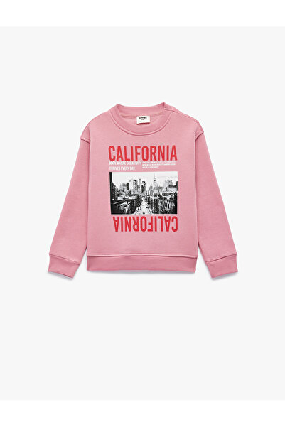Koton Uzun Kollu Bisiklet Yaka Baskılı Sweatshirt