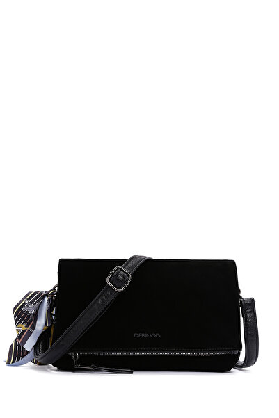 Derimod Women's Black Suede Crossbody Bag 25Wbd246910