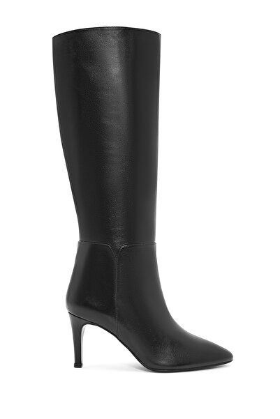 Derimod Women's Black Thin High Heel Leather Boots 25Wfd161418