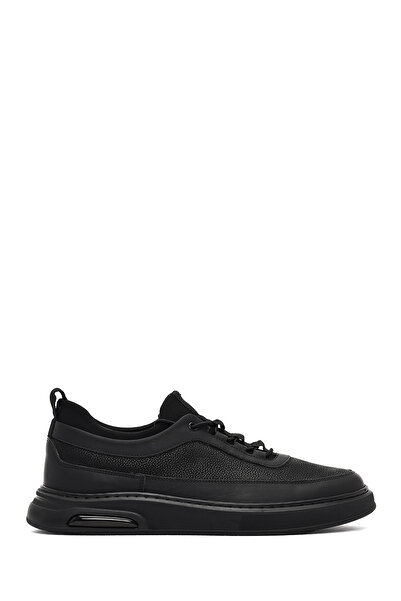 Derimod Erkek Siyah Bağcıklı Kalın Tabanlı Deri Sneaker,Kışlık Spor Ayakkabı 25WFD642414
