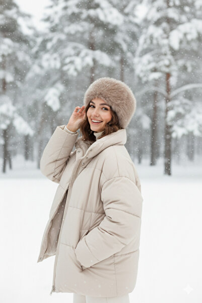 Hat Town Plush Faux Fur Heart Hat