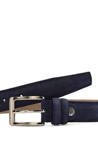 Derimod Men's Navy Blue Suede Leather Belt 000A2D1305810