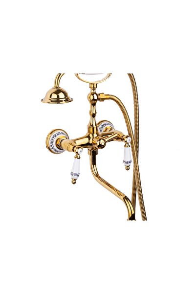 Trendy's Μπαταρία μπανιέρας TRENDY'S, μακρύ κινητό στόμιο με κεραμικό κέντημα