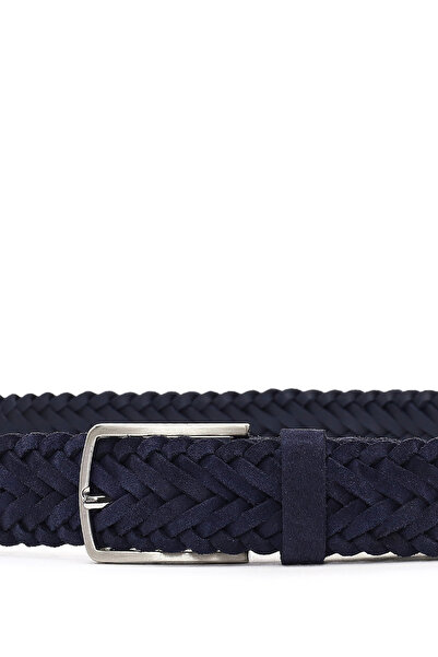 Derimod Men's Navy Blue Knitted Leather Belt 000A2D1306129