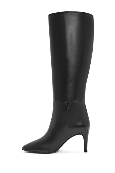 Derimod Women's Black Thin High Heel Leather Boots 25Wfd161418