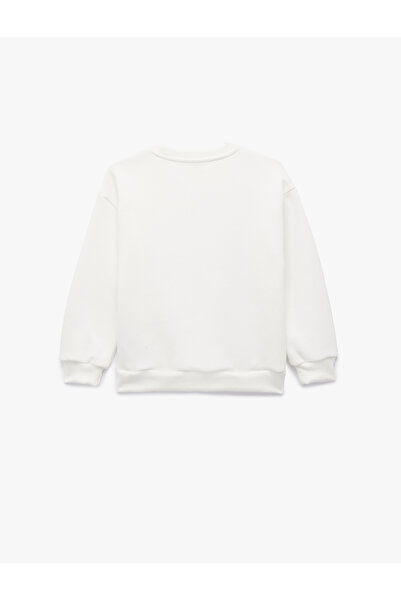 Koton Hanorac cu mânecă lungă și decolteu rotund, cu imprimeu de ursuleț de pluș din bumbac