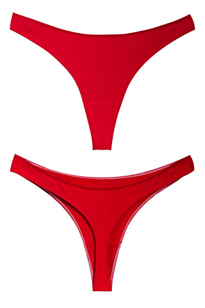 Yohannes Club Kadın,Pamuklu Basic Tanga Külot, 5'li, Somon, Pudra, Pembe, Kırmızı, Bordo