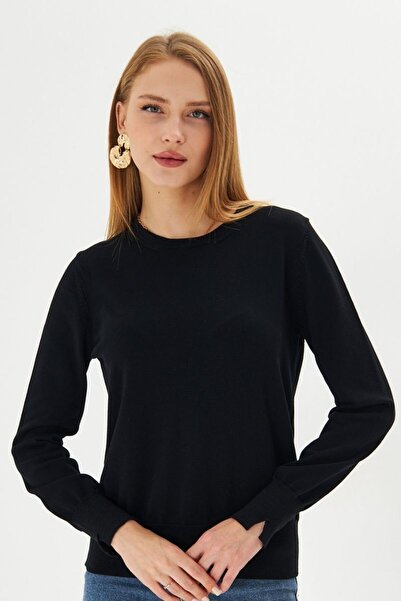 Irmak Kerekli Pulover de damă negru cu decolteu rotund Pulover de damă Old Mo...