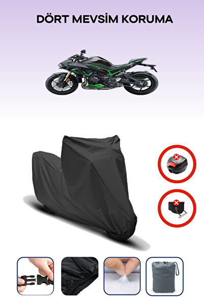 Breen حقيبة خلفية من القماش المشمع للدراجات النارية باللون الأسود Kawasaki Z ...