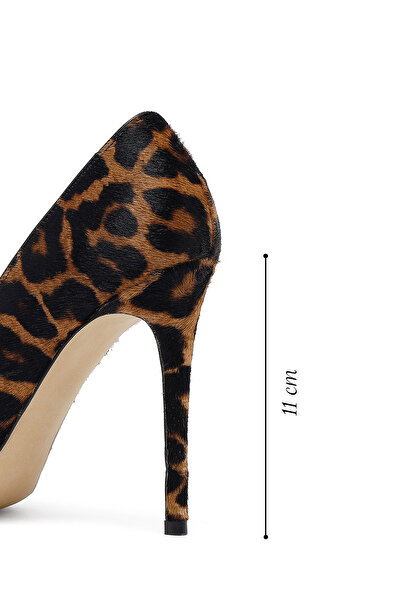 Derimod Kadın Leopar Yüksek İnce Topuklu Deri Stiletto,Topuklu Ayakkabı 25AFD1210W2