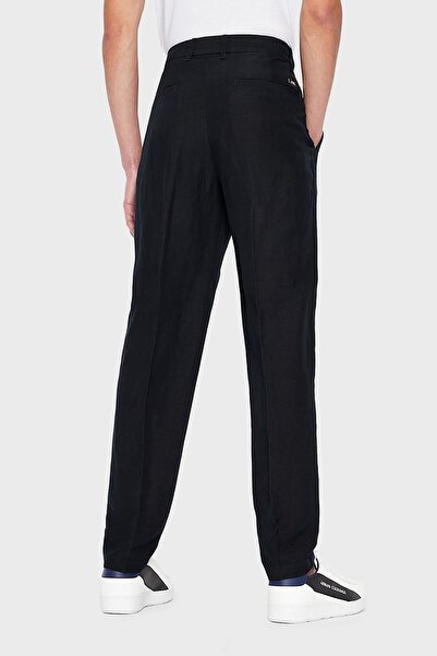 Armani Exchange Keten Karışımlı Yüksek Bel Regular Fit Erkek Siyah Pantolon 8NZP15_ZNFNZ_1200
