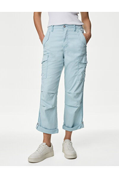 Marks & Spencer Lyocell™ Straight Leg Crop Kargo Pantolon